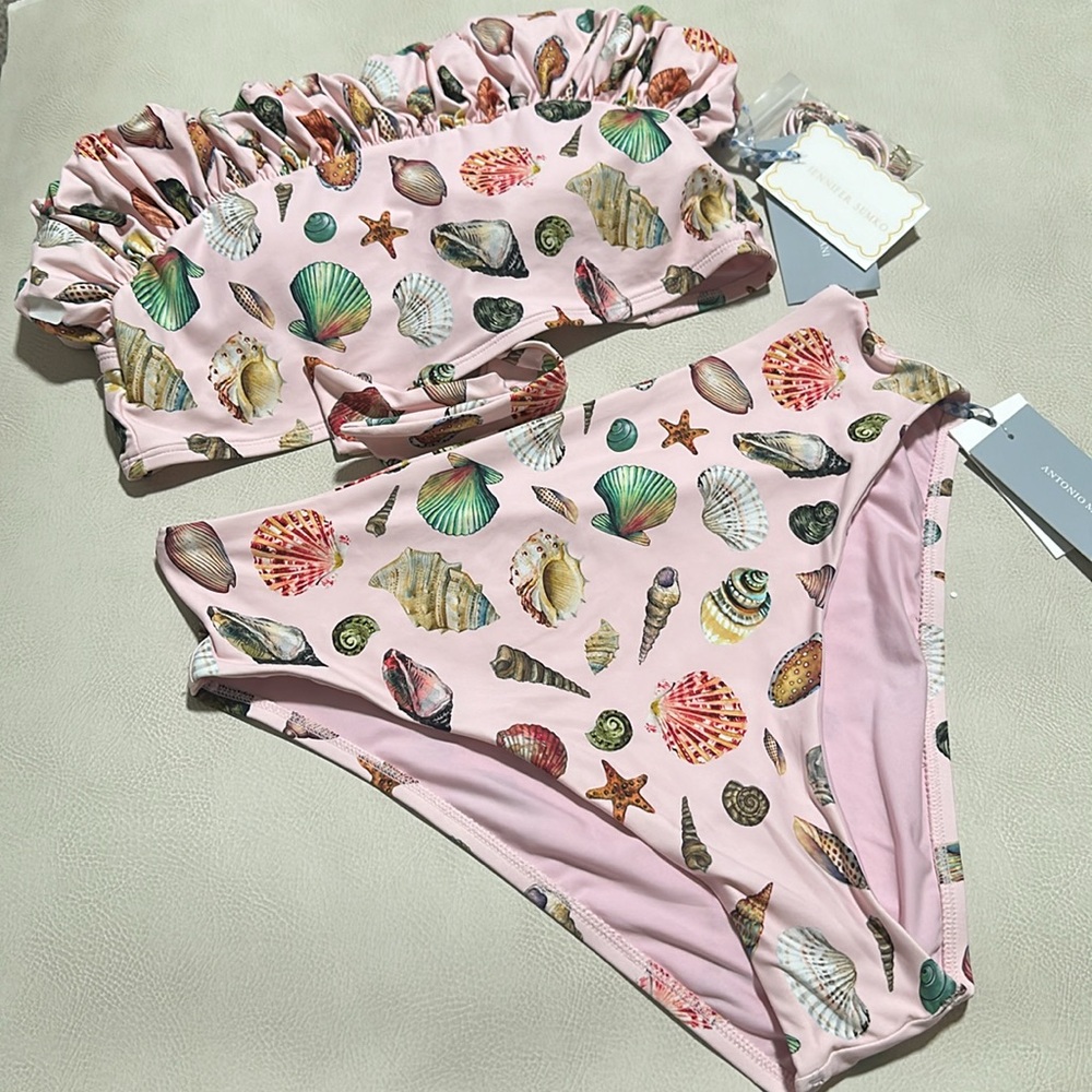 ANTONIO MELANI Lilac Shell-Print High-Waist Bikini - Picture 13 of 14